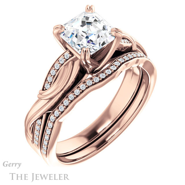 14k Rose Gold Asscher Cut Forever One Engagement Ring Setting #GTJ1146-asscher-fo-r