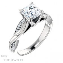 14k White Gold Asscher Cut Forever One Engagement Ring Setting #GTJ1146-asscher-fo-w 4 14k White Gold Asscher Cut Forever One Engagement Ring Setting #GTJ1146-asscher-fo-w
