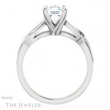 14k White Gold Asscher Cut Forever One Engagement Ring Setting #GTJ1146-asscher-fo-w 2 14k White Gold Asscher Cut Forever One Engagement Ring Setting #GTJ1146-asscher-fo-w