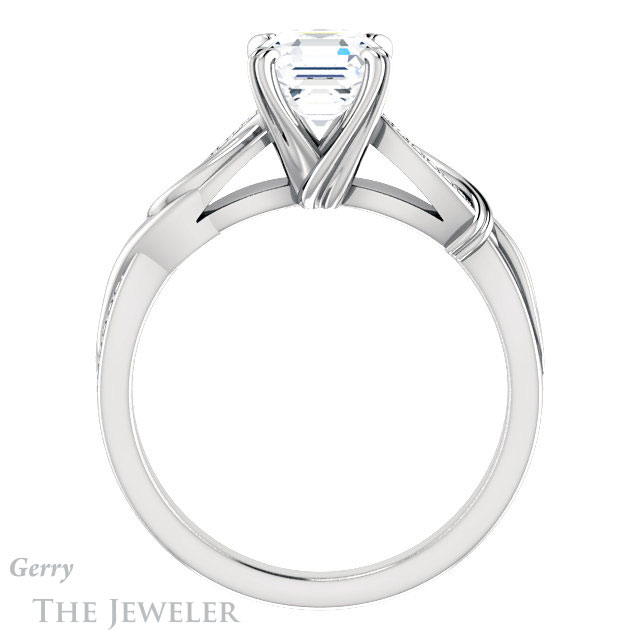 14k White Gold Asscher Cut Forever One Engagement Ring Setting #GTJ1146-asscher-fo-w