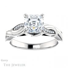14k White Gold Asscher Cut Forever One Engagement Ring Setting #GTJ1146-asscher-fo-w 1 14k White Gold Asscher Cut Forever One Engagement Ring Setting #GTJ1146-asscher-fo-w