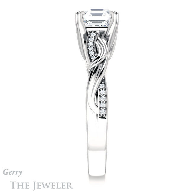 14k White Gold Asscher Cut Forever One Engagement Ring Setting #GTJ1146-asscher-fo-w 3 14k White Gold Asscher Cut Forever One Engagement Ring Setting #GTJ1146-asscher-fo-w