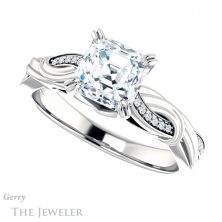 14k White Gold Asscher Cut Forever One Engagement Ring Setting #GTJ1146-asscher-fo-w 5 14k White Gold Asscher Cut Forever One Engagement Ring Setting #GTJ1146-asscher-fo-w