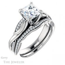 14k White Gold Asscher Cut Forever One Engagement Ring Setting #GTJ1146-asscher-fo-w 6 14k White Gold Asscher Cut Forever One Engagement Ring Setting #GTJ1146-asscher-fo-w