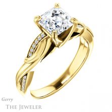 14k Yellow Gold Asscher Cut Forever One Engagement Ring Setting #GTJ1146-asscher-fo-y 4 14k Yellow Gold Asscher Cut Forever One Engagement Ring Setting #GTJ1146-asscher-fo-y