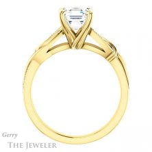 14k Yellow Gold Asscher Cut Forever One Engagement Ring Setting #GTJ1146-asscher-fo-y 2 14k Yellow Gold Asscher Cut Forever One Engagement Ring Setting #GTJ1146-asscher-fo-y