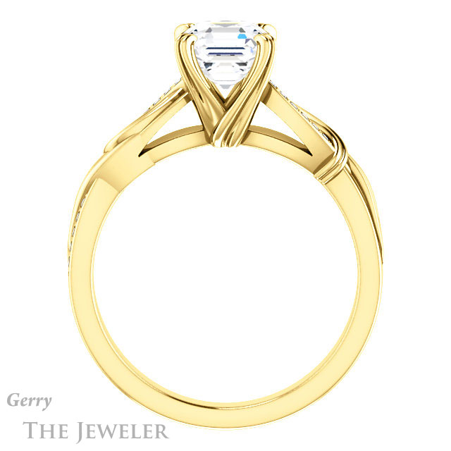 14k Yellow Gold Asscher Cut Forever One Engagement Ring Setting #GTJ1146-asscher-fo-y