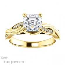 14k Yellow Gold Asscher Cut Forever One Engagement Ring Setting #GTJ1146-asscher-fo-y 1 14k Yellow Gold Asscher Cut Forever One Engagement Ring Setting #GTJ1146-asscher-fo-y