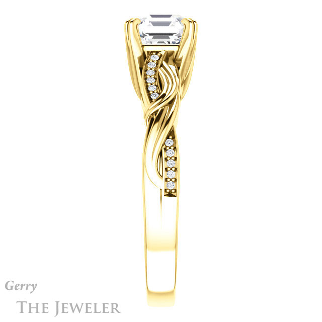 14k Yellow Gold Asscher Cut Forever One Engagement Ring Setting #GTJ1146-asscher-fo-y 3 14k Yellow Gold Asscher Cut Forever One Engagement Ring Setting #GTJ1146-asscher-fo-y
