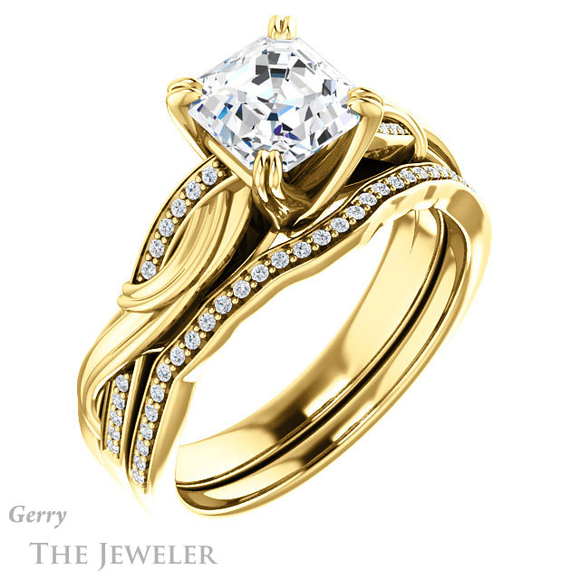 14k Yellow Gold Asscher Cut Forever One Engagement Ring Setting #GTJ1146-asscher-fo-y 6 14k Yellow Gold Asscher Cut Forever One Engagement Ring Setting #GTJ1146-asscher-fo-y