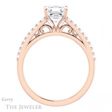 14k Rose Gold Asscher Cut Forever One Engagement Ring Setting #GTJ1148-asscher-fo-r