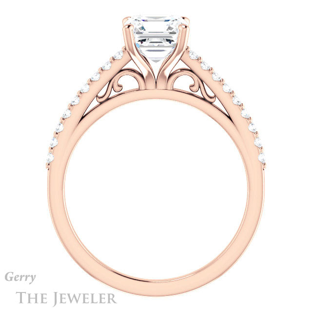14k Rose Gold Asscher Cut Forever One Engagement Ring Setting #GTJ1148-asscher-fo-r