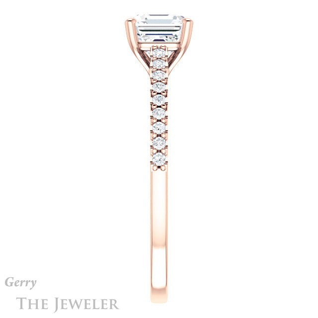 14k Rose Gold Asscher Cut Forever One Engagement Ring Setting #GTJ1148-asscher-fo-r
