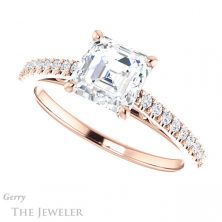 14k Rose Gold Asscher Cut Forever One Engagement Ring Setting #GTJ1148-asscher-fo-r