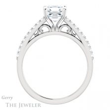 14k White Gold Asscher Cut Forever One Engagement Ring Setting #GTJ1148-asscher-fo-w