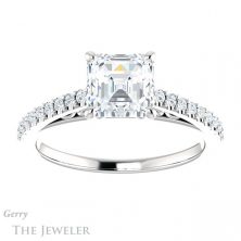 14k White Gold Asscher Cut Forever One Engagement Ring Setting #GTJ1148-asscher-fo-w