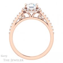 14k Rose Gold Asscher Cut Forever One Engagement Ring Setting #GTJ1149-asscher-fo-r