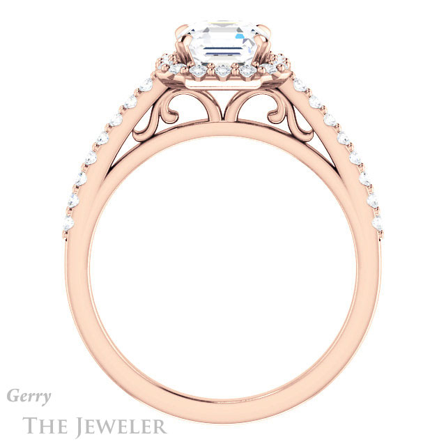 14k Rose Gold Asscher Cut Forever One Engagement Ring Setting #GTJ1149-asscher-fo-r