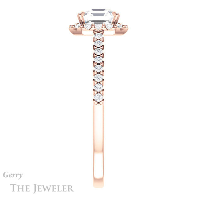 14k Rose Gold Asscher Cut Forever One Engagement Ring Setting #GTJ1149-asscher-fo-r
