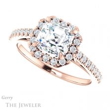 14k Rose Gold Asscher Cut Forever One Engagement Ring Setting #GTJ1149-asscher-fo-r