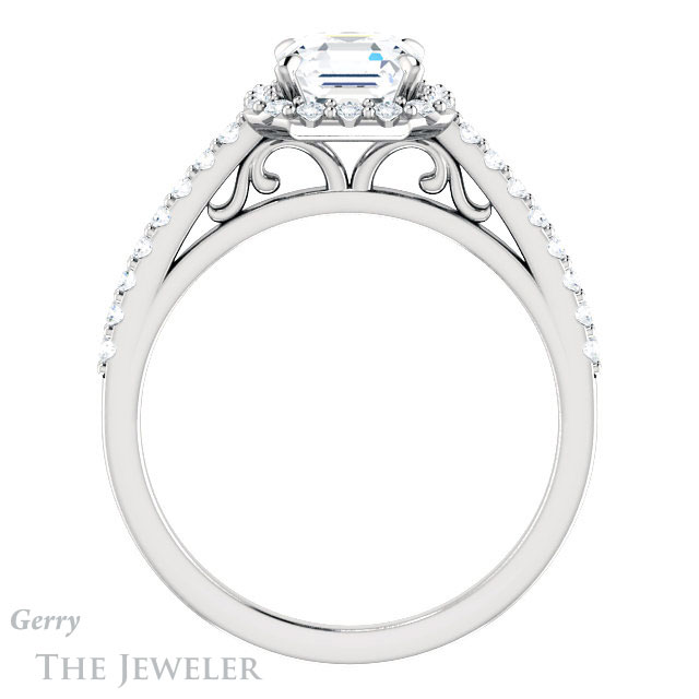 Asscher Cut Forever One Engagement Ring Setting #GTJ1149-asscher-fo-w