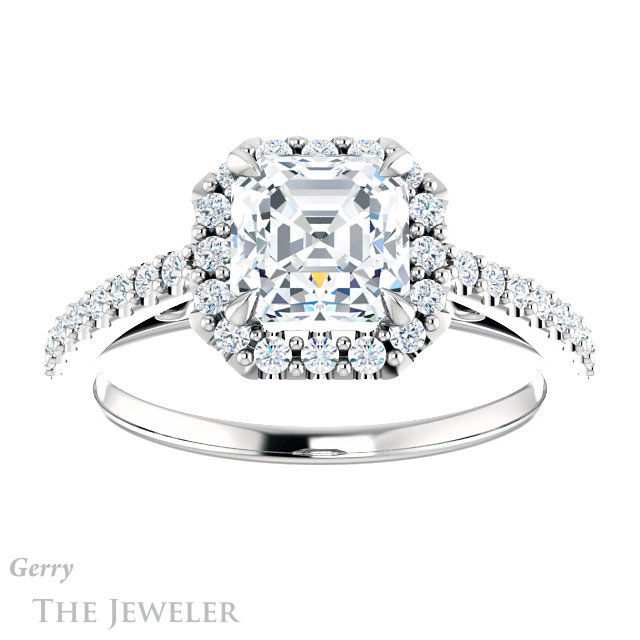 Asscher Cut Forever One Engagement Ring Setting #GTJ1149-asscher-fo-w