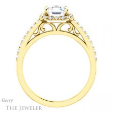 14k Yellow Gold Asscher Cut Forever One Engagement Ring Setting #GTJ1149-asscher-fo-y