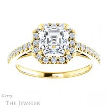 14k Yellow Gold Asscher Cut Forever One Engagement Ring Setting #GTJ1149-asscher-fo-y