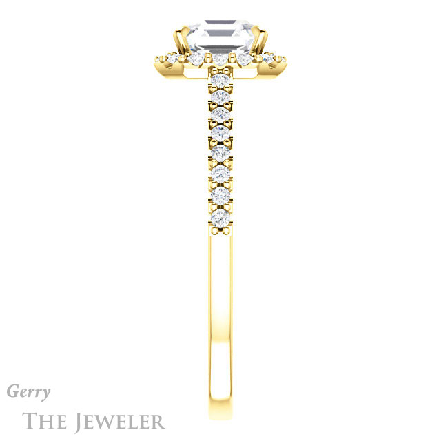 14k Yellow Gold Asscher Cut Forever One Engagement Ring Setting #GTJ1149-asscher-fo-y