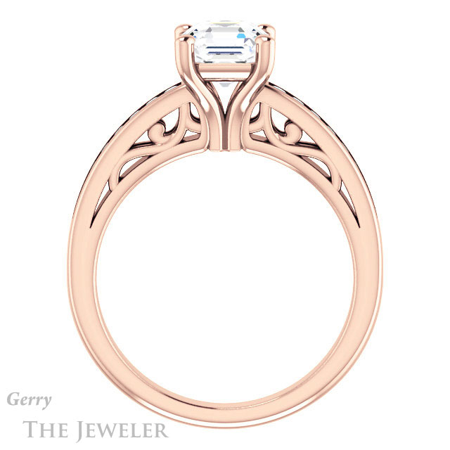 14k Rose Gold Asscher Cut Forever One Engagement Ring Setting #GTJ1150-asscher-fo-r