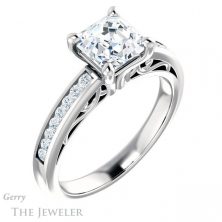 14k White Gold Asscher Cut Forever One Engagement Ring Setting #GTJ1150-asscher-fo-w