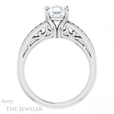 14k White Gold Asscher Cut Forever One Engagement Ring Setting #GTJ1150-asscher-fo-w