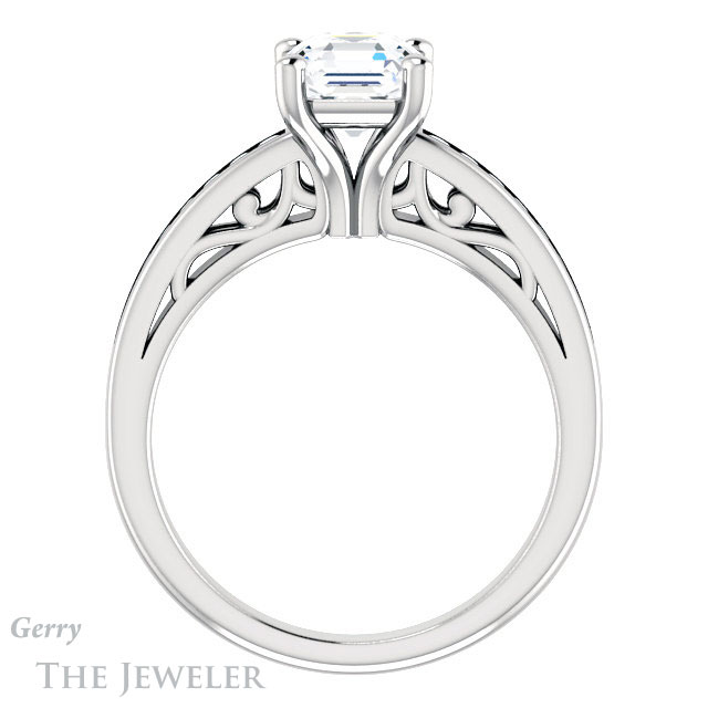 14k White Gold Asscher Cut Forever One Engagement Ring Setting #GTJ1150-asscher-fo-w