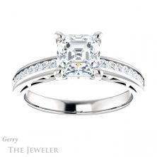 14k White Gold Asscher Cut Forever One Engagement Ring Setting #GTJ1150-asscher-fo-w