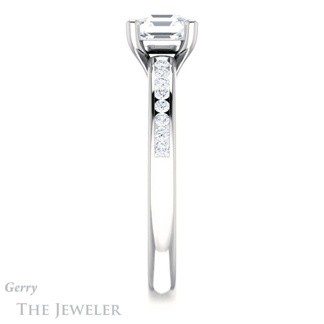 14k White Gold Asscher Cut Forever One Engagement Ring Setting #GTJ1150-asscher-fo-w