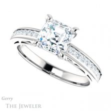 14k White Gold Asscher Cut Forever One Engagement Ring Setting #GTJ1150-asscher-fo-w