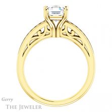 14k Yellow Gold Asscher Cut Forever One Engagement Ring Setting #GTJ1150-asscher-fo-y