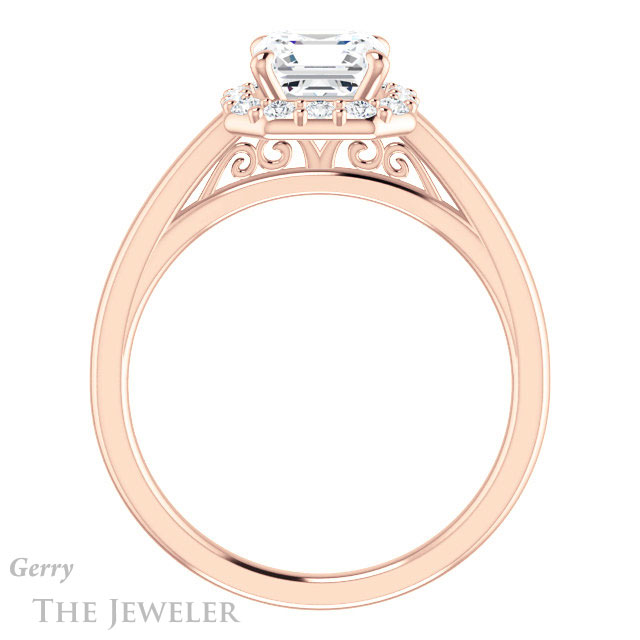 14k Rose Gold Asscher Cut Forever One Engagement Ring Setting #GTJ1151-asscher-fo-r
