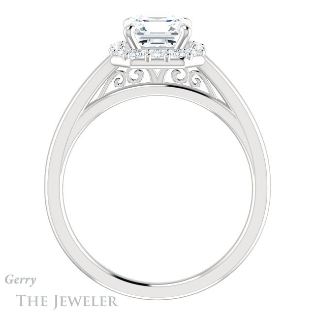 14k White Gold Asscher Cut Forever One Engagement Ring Setting #GTJ1151-asscher-fo-w
