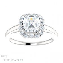 14k White Gold Asscher Cut Forever One Engagement Ring Setting #GTJ1151-asscher-fo-w 1 14k White Gold Asscher Cut Forever One Engagement Ring Setting #GTJ1151-asscher-fo-w