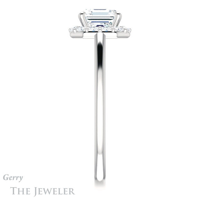 14k White Gold Asscher Cut Forever One Engagement Ring Setting #GTJ1151-asscher-fo-w 3 14k White Gold Asscher Cut Forever One Engagement Ring Setting #GTJ1151-asscher-fo-w