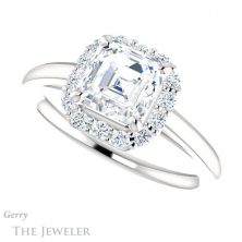 14k White Gold Asscher Cut Forever One Engagement Ring Setting #GTJ1151-asscher-fo-w 5 14k White Gold Asscher Cut Forever One Engagement Ring Setting #GTJ1151-asscher-fo-w