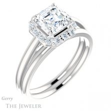 14k White Gold Asscher Cut Forever One Engagement Ring Setting #GTJ1151-asscher-fo-w 6 14k White Gold Asscher Cut Forever One Engagement Ring Setting #GTJ1151-asscher-fo-w