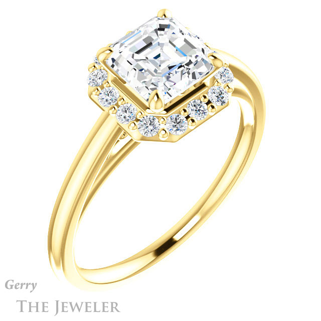 14k Yellow Gold Asscher Cut Forever One Engagement Ring Setting #GTJ1151-asscher-fo-y 4 14k Yellow Gold Asscher Cut Forever One Engagement Ring Setting #GTJ1151-asscher-fo-y