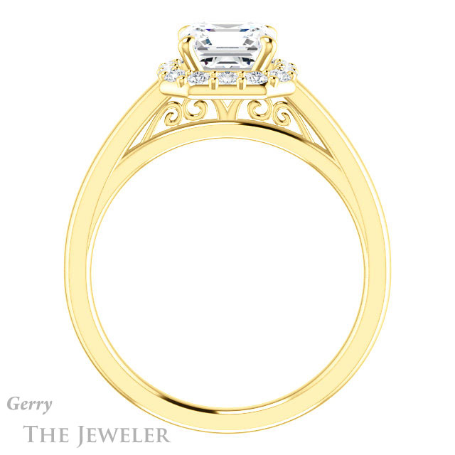 14k Yellow Gold Asscher Cut Forever One Engagement Ring Setting #GTJ1151-asscher-fo-y