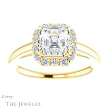 14k Yellow Gold Asscher Cut Forever One Engagement Ring Setting #GTJ1151-asscher-fo-y 1 14k Yellow Gold Asscher Cut Forever One Engagement Ring Setting #GTJ1151-asscher-fo-y
