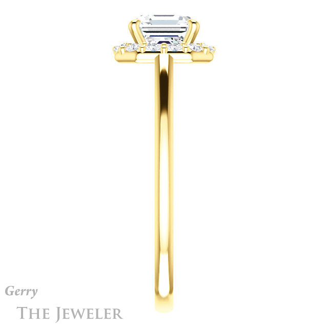 14k Yellow Gold Asscher Cut Forever One Engagement Ring Setting #GTJ1151-asscher-fo-y 3 14k Yellow Gold Asscher Cut Forever One Engagement Ring Setting #GTJ1151-asscher-fo-y