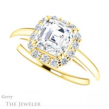 14k Yellow Gold Asscher Cut Forever One Engagement Ring Setting #GTJ1151-asscher-fo-y 5 14k Yellow Gold Asscher Cut Forever One Engagement Ring Setting #GTJ1151-asscher-fo-y