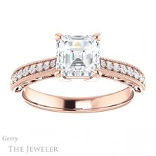 14k Rose Gold Asscher Cut Forever One Engagement Ring Setting #GTJ1152-asscher-fo-r