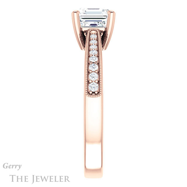 14k Rose Gold Asscher Cut Forever One Engagement Ring Setting #GTJ1152-asscher-fo-r